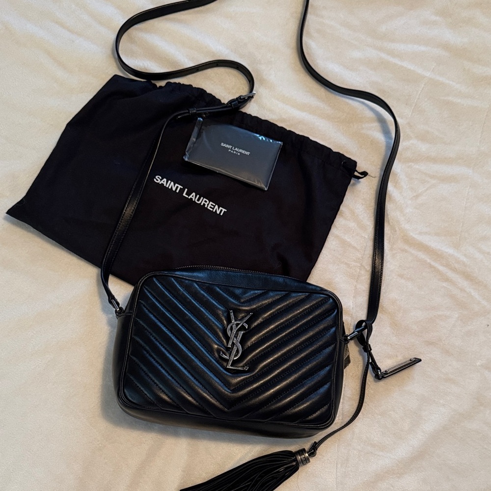 Saint Laurent Black Chevron Crossbody Bag